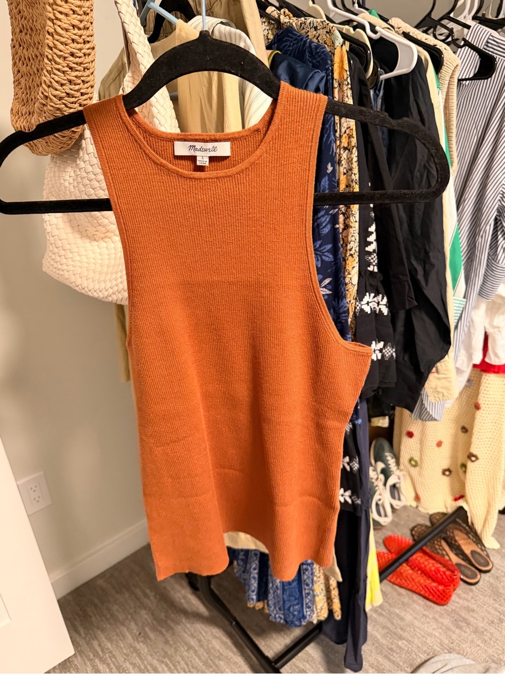 Madewell Burnt Orange Ribbed Knit Tank